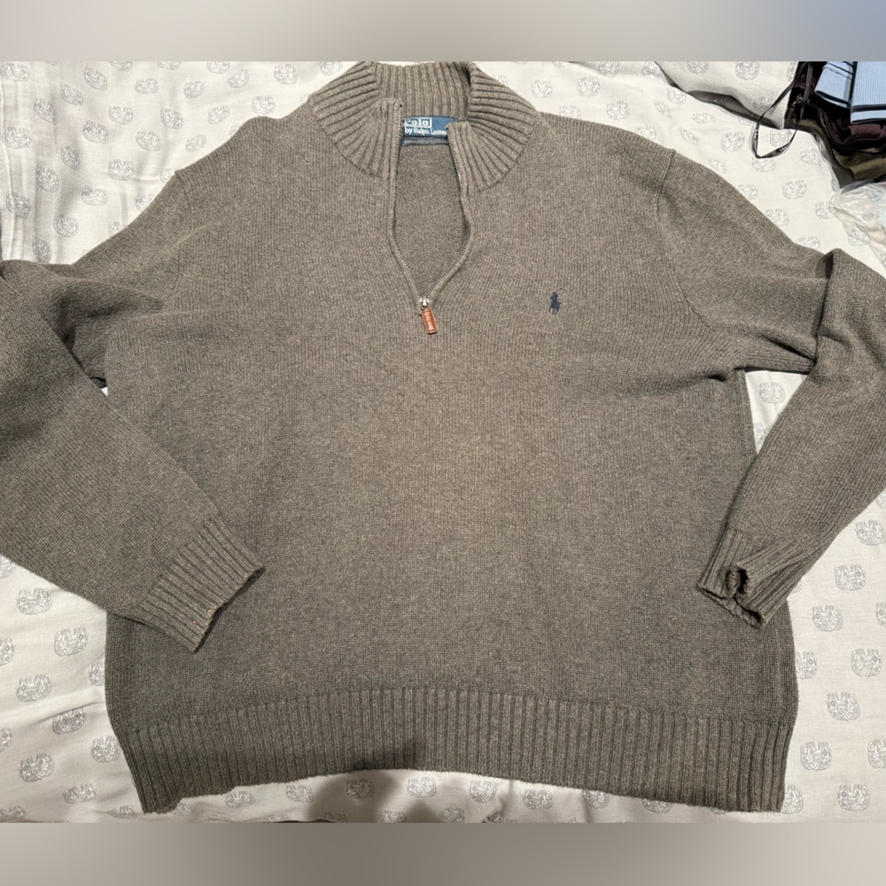 Polo by Ralph Lauren Men's Taupe Zip-Up Sweater